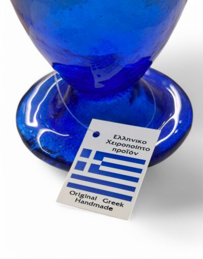 επιτραπέζιο καντήλι φυσητό γυαλί μπλε byzanteiko fusing blown glass table oil lamp blue