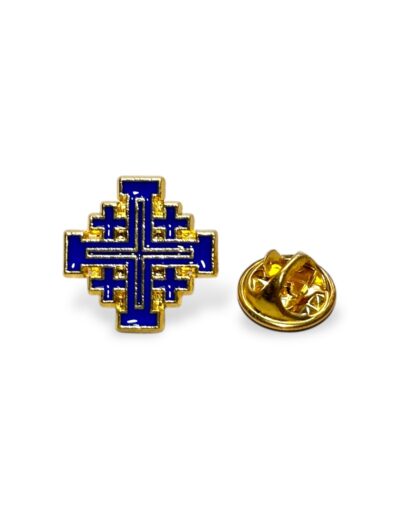καρφίτσα πέτου σταυρός 1,7χ1,7 χρυσό μπλε-byzanteiko - lapel pin cross byzantine gold blue