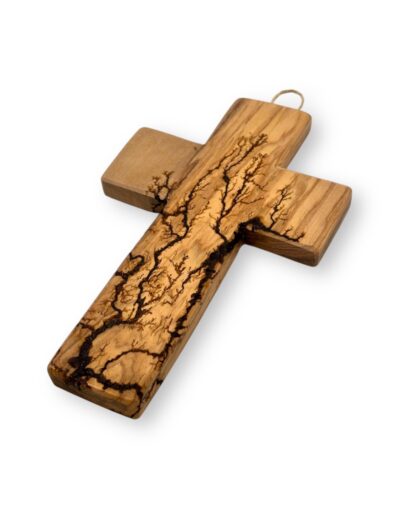 χειροποίητος σταυρός από ξύλο ελιάς με πυρογραφία ηλεκτρισμού 9-15 cm - byzanteiko - handmade olive wood cross 3