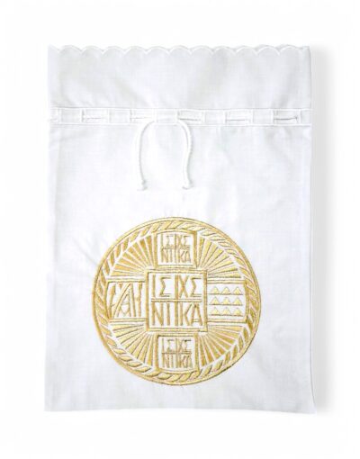 θήκη για σφραγίδα προσφόρου βαμβακερή κεντημένη άγιον όρος - byzanteiko holy prosphora seal bag cotton mount athos-2