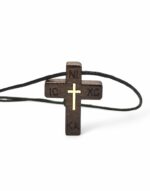 ξύλινος σταυρός λαιμού αγιορείτκος icxc nika αυξομειούμενο δερματίνη κορδόνι -byzanteiko-wooden cross pendant