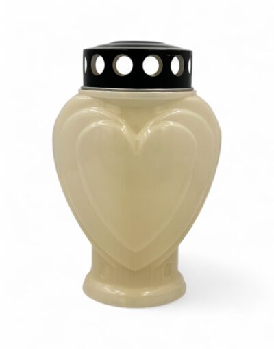 Ηλεκτρικό Κερί Αφιέρωσης Καρδιά Ιβουάρ – Με Διακόπτη On-Off 150 ημερών - electric memorial candle ivory heart metallex 3