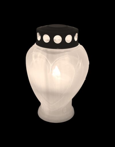 Ηλεκτρικό Κερί Αφιέρωσης Καρδιά Ιβουάρ – Με Διακόπτη On-Off 150 ημερών - electric memorial candle ivory heart metallex 3