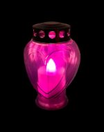 Ηλεκτρικό Κερί Αφιέρωσης Καρδιά Μωβ – Με Διακόπτη On-Off 150 ημερών - electric memorial candle purple heart 1 metallex