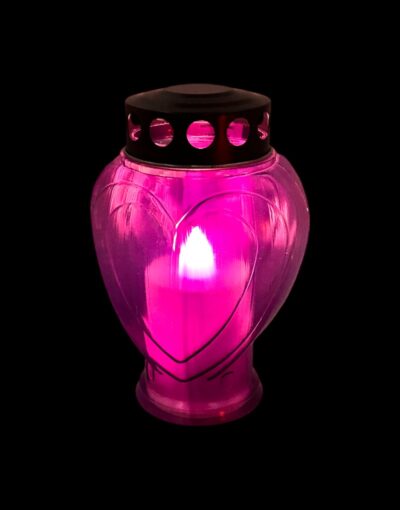 Ηλεκτρικό Κερί Αφιέρωσης Καρδιά Μωβ – Με Διακόπτη On-Off 150 ημερών - electric memorial candle purple heart 1 metallex