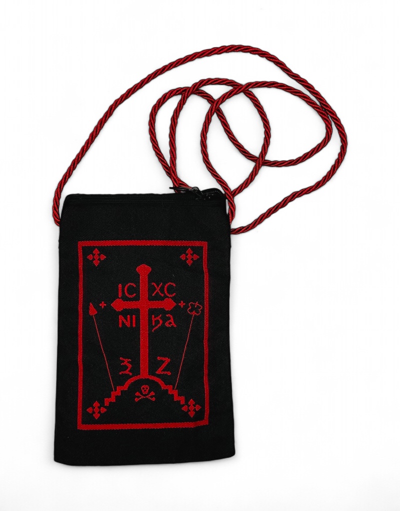 byzanteiko-Embroidered-Neck-Wallet-Mount-Athos-Style-with-Monastic-Symbol θήκη λαιμού αγιορείτικη μοναχικο σχημα byzanteiko-Embroidered-Neck-Wallet-Mount-Athos-Style-with-Monastic-Symbol θήκη λαιμού αγιορείτικη μοναχικο σχημα
