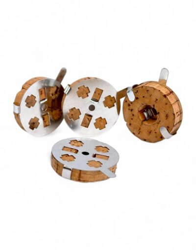 set of 4 cork wick holders for oil lamps - καντηλήθρες από φυσικό φελλό