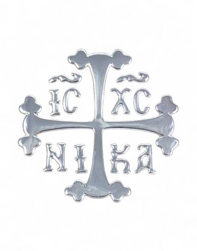 αυτοκόλλητο σμάλτινο ic xc nika ασημί byzanteiko enamel sticker silver ic xc nika silver