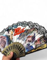 μαύρη αναμνηστική βεντάλια- μοναστήρια άγια μετέωρα black souvenir fan - monasteries of meteora Byzanteiko 1