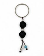 χειροποίητο μπρελόκ με αρωματικές χάντρες μοσχοκάρυδο μαύρο handmade nutmeg bead aromatic keychain 1