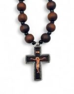 mount athos wooden bead pendant cross byzanteiko αγιορείτικος κρεμαστός σταυρός με ξύλινες χάντρες