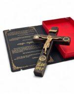 ξύλινος σταυρός με ιερά αντικείμενα εργόχειρο αγίου όρους - byzanteiko - wooden cross with holy items mount athos