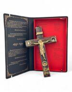 ξύλινος σταυρός με ιερά αντικείμενα εργόχειρο αγίου όρους - byzanteiko - wooden cross with holy items mount athos