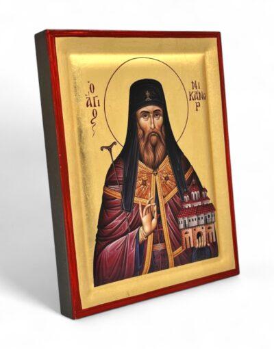άγιος νικάνωρ χειροποίητη εικόνα byzanteiko handmade icon saint nikanor of mount kalistratos