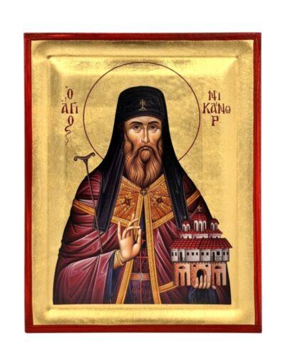 άγιος νικάνωρ χειροποίητη εικόνα byzanteiko handmade icon saint nikanor of mount kalistratos