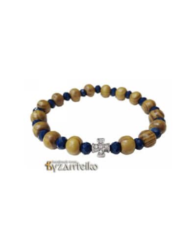 Βραχιόλι με ξύλινες χάντρες και κρύσταλλα