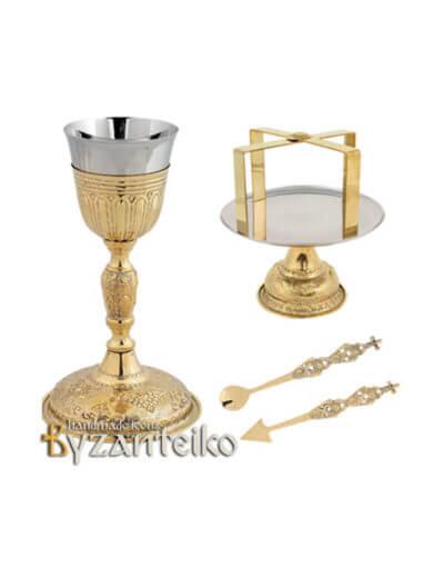 CHALICE SET BRONZE CARVED