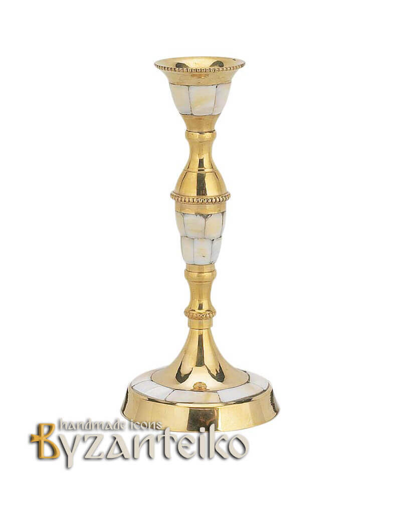 Bronze unicorn candlestick with mother of pearl - Byzanteiko