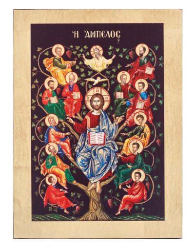 Η Άμπελος χειροποίητη εικόνα επίπεδη Byzanteiko Mount Athos The Vine