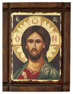 Ιησούς Χριστός Καζάν χειροποίητη εικόνα σε ξύλο βαρελιού Byzanteiko handmade icon on barrel wood Jesus Christ of Kazan