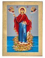 Παναγία Αθωνίτισσα ή Έφορος του Αγίου Όρους χειροποίητη εικόνα επίπεδη Byzanteiko Mount Athos Theotokos Athonitissa Ephoros of Mount Athos