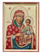 Παναγία Ιεροσολυμίτισσα ενσκαπτη χειροποίητη εικόνα μεταξοτυπιας σε καμβά με φύλλα χρυσού Handmade icon Byzanteiko Virgin Mary of Jerusalem