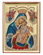 Παναγία Κυρά των Αγγέλων ενσκαπτη χειροποίητη εικόνα μεταξοτυπιας σε καμβά με φύλλα χρυσού Handmade icon Byzanteiko Virgin Mary Lady of Angels