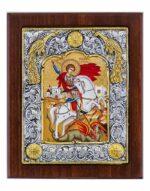 άγιος γεώργιος τροπαιοφόρος σε ξύλινη εικόνα με πλαίσιο - byzanteiko - saint george wooden icon handmade