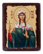 αγία φωτεινή σε ξύλινη εικόνα παλαιωμένη χειροποίητη - byzanteiko - handmade icon saint photini