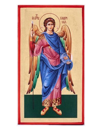 αρχάγγελος γαβριήλ σε ξύλινη εικόνα ολόσωμη χειροποίητη - byzanteiko - handmade icon archangel gabriel