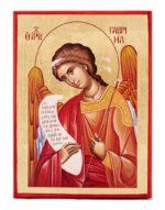 αρχάγγελος γαβριήλ σε ξύλινη εικόνα χειροποίητη - byzanteiko - handmade icon archangel gabriel