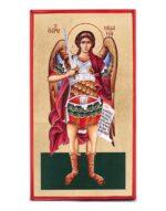 αρχάγγελος μιχαήλ σε ξύλινη εικόνα ολόσωμη χειροποίητη - byzanteiko - handmade icon archangel michael