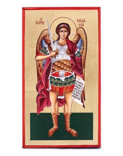 αρχάγγελος μιχαήλ σε ξύλινη εικόνα ολόσωμη χειροποίητη - byzanteiko - handmade icon archangel michael
