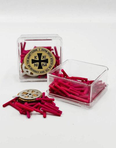 φυτιλάκια λουμίνια παραφίνης ροζ σε κουτάκι με καντηλήθρα 20γρ - byzanteiko - paraffin wicks in box with wick float 2