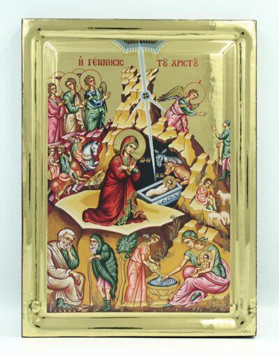 Η Γέννηση του Ιησού Χριστού με στιλβωτό εφέ The Birth of Jesus Christ Byzanteiko handmade icon
