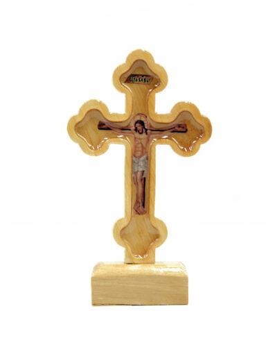 Σταυρός επιτραπέζιος ξύλινος με υγρό γυαλί 14-8 εκατοστά cross table wooden mount athos glass