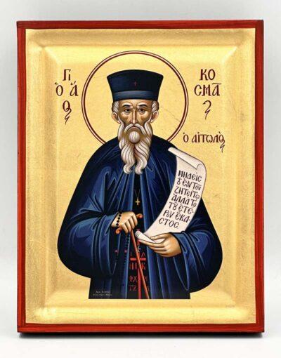 Άγιος Κοσμάς ο Αιτωλός - χειροποίητη εικόνα handmade icon byzanteiko Mount Athos - Saint Kosmas of Aetolia