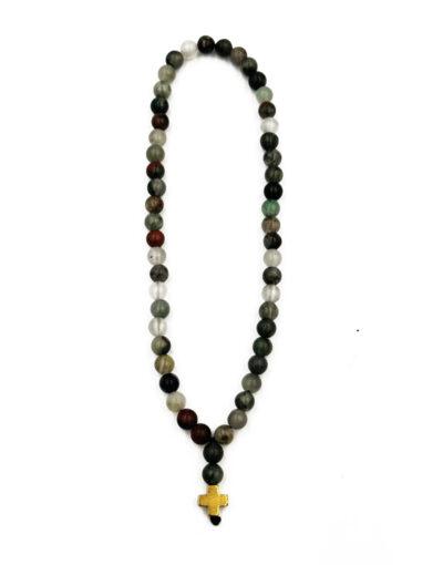 Κομποσχοίνι 50άρι με ημιπολύτιμες πέτρες αιματόπετρα - byzanteiko - Komboskini 50 beads bloodstone semi-precious gemstones 2