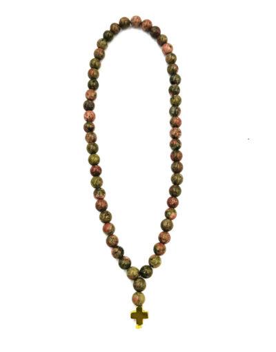 Κομποσχοίνι 50άρι με ημιπολύτιμες πέτρες ουνακίτης - byzanteiko - Komboskini 50 beads unakite semi-precious gemstones 3