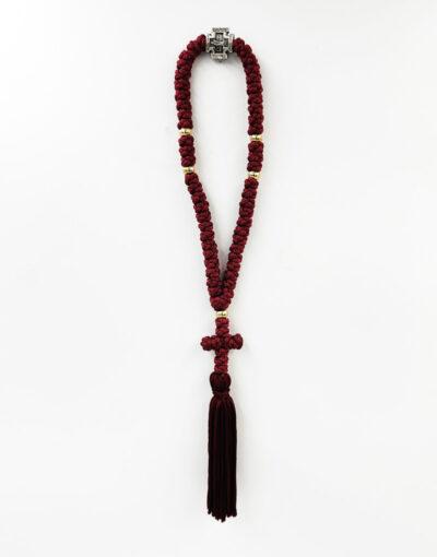 Κομποσχοίνι 50άρι φλος κόκκινο- Komboskini Prayer Rope with 50 knots red byzanteiko Mount Athos