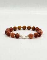 βραχιόλι με γυάλινες και αρωματικές ξύλινες χάντρες κόκκινο - βυζαντεικο - bracelet with glass and wooden aromatic beads red byzanteiko