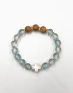 βραχιόλι με γυάλινες και αρωματικές ξύλινες χάντρες μπλε - βυζαντεικο - bracelet with glass and wooden aromatic beads blue byzanteiko 1