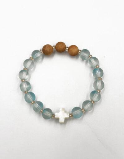 βραχιόλι με γυάλινες και αρωματικές ξύλινες χάντρες μπλε - βυζαντεικο - bracelet with glass and wooden aromatic beads blue byzanteiko 1