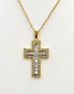 Σταυρός ατσάλινος χρυσός με διαμαντια - byzanteiko- stainless steel cross gold diamond 8