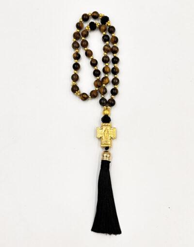 Κομποσχοίνι 33άρι μάτι τίγρης ημιπολύτιμοι λίθοι - Άγιον Όρος - byzanteiko mount athos - komboskini 33 beads Tiger Eye semi-precious stones