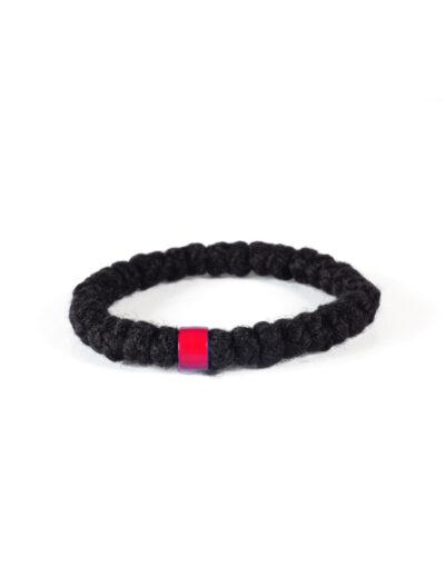 κομποσχοίνι μάλλινο 33άρι με κόκκινη χάντρα - byzanteiko - komboskini woolen 33 knots handmade red bead