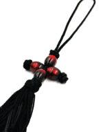 Κρεμαστό αυτοκινήτου με 4 κόκκινες χάντρες σε σχήμα σταυρού - byzanteiko - car pendant with 4 red beads in cross shape 1