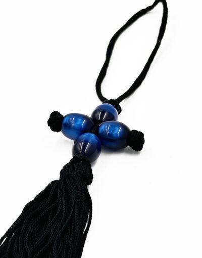 Κρεμαστό αυτοκινήτου με 4 μπλε χάντρες σε σχήμα σταυρού - byzanteiko - car pendant with 4 blue beads in cross shape 1