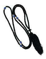 κομποσχοίνι 300άρι φλος μαύρο με μπλε χάντρες -byzanteiko - komboskini prayer rope 300 knots black with blue beads 1