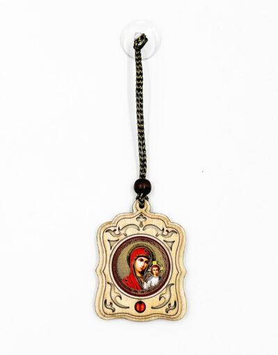 κρεμαστό αυτοκινήτου ξύλινο με εικόνα του Ιησού Χριστού και της Παναγίας - byzanteiko - car pendant wooden with icons Jesus Christ and Virgin Mary 1
